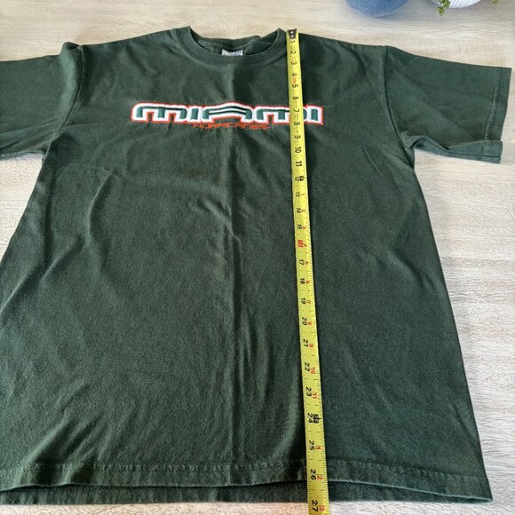 Y2K Miami Hurricanes Green & Orange Gildan Ultra Heavyweight Cotton Men's M Tee - Picture 8 of 8